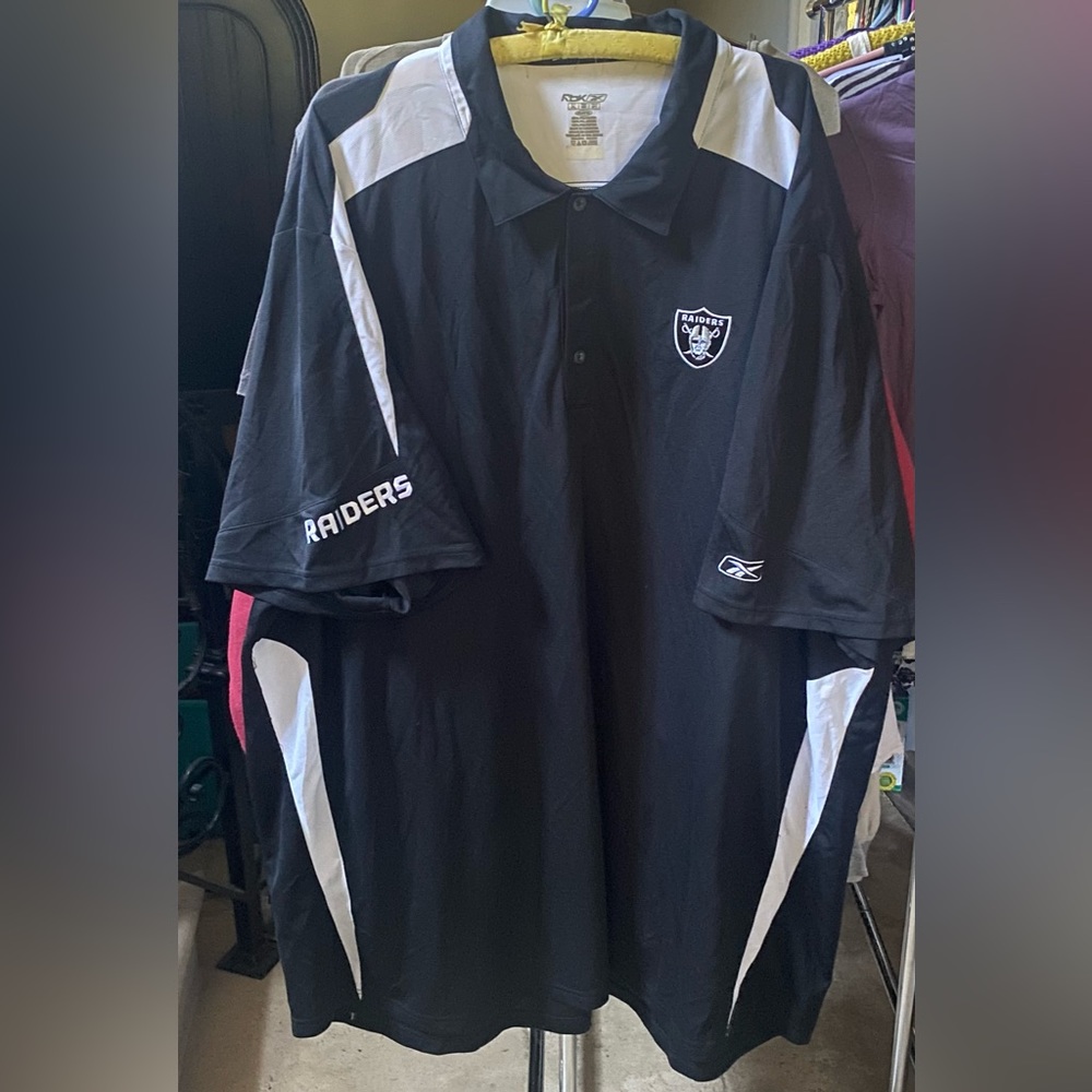 Reebok Men’s 4XL Raiders embroidered collared golf shirt NWout tags black/white